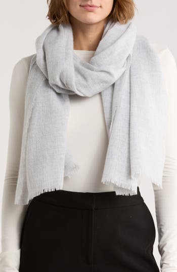 Vince Wool & Cashmere Frayed Scarf In Gray