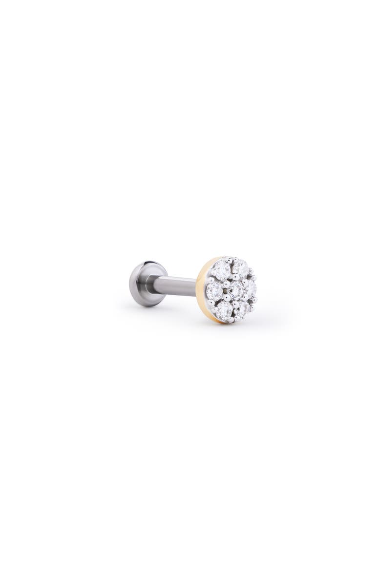 Solid Yellow Gold - Diamond Circle Flatback Single Stud, Main, color, Gold