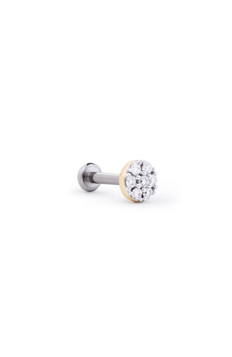 Solid Yellow Gold - Diamond Circle Flatback Single Stud