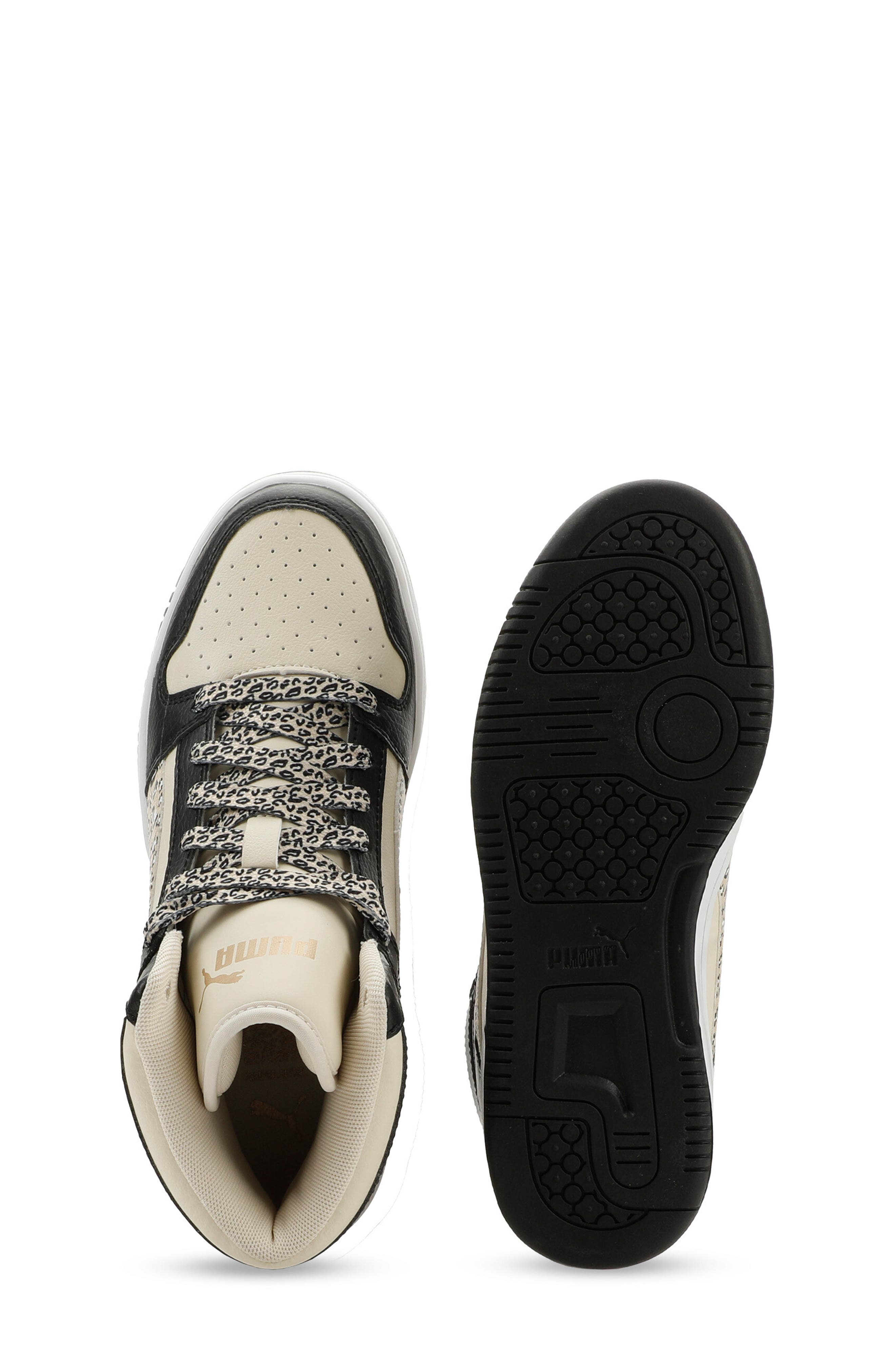 Kids' Rebound Layup High Top Sneaker, Alternate, color, ALPINE SNOW-CANVAS-GOLD-BLACK