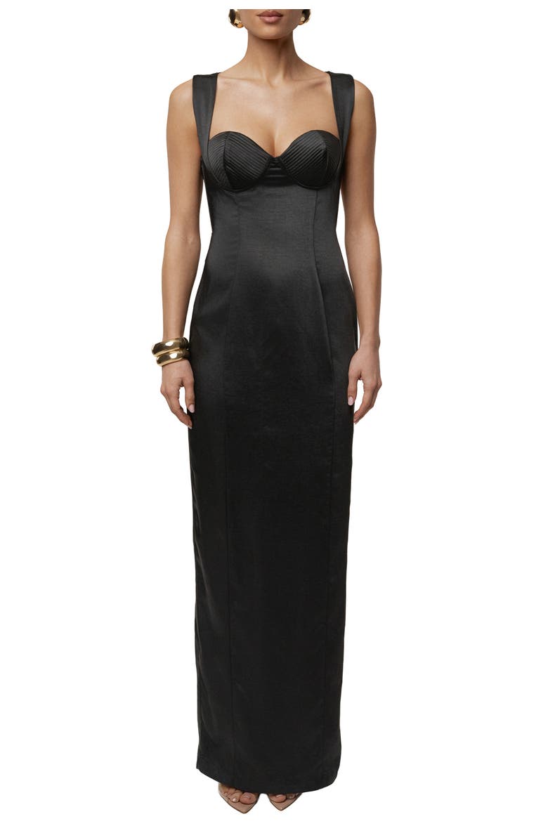 JLUXLABEL Amour Satin Maxi Dress, Main, color, Black