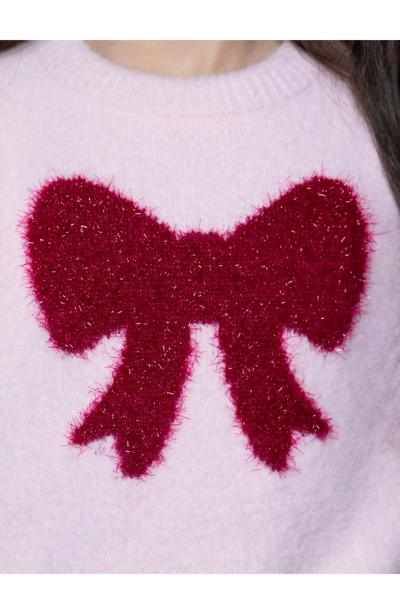 Mia Belle Girls Sweet Bow Knit Sweater, Alternate, color, Pink