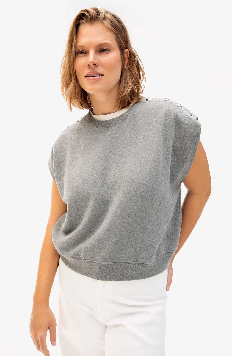 Clare V. Le Vest Studded T-Shirt, Alternate, color, Grey Melange