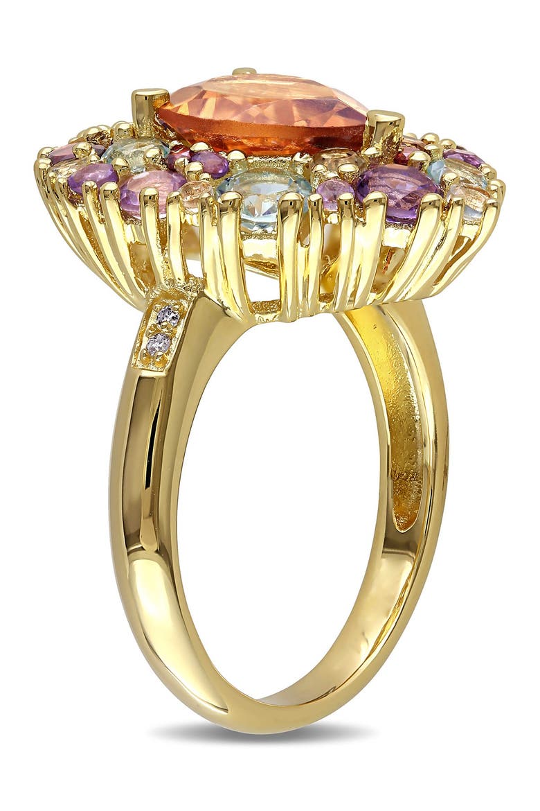 Diamond, Madiera, Citrine Amethyst, Rose de France, Blue Topaz, Sky Garnet, & Prasiolite Ring - 0.20 ctw., Alternate, color, MULTI