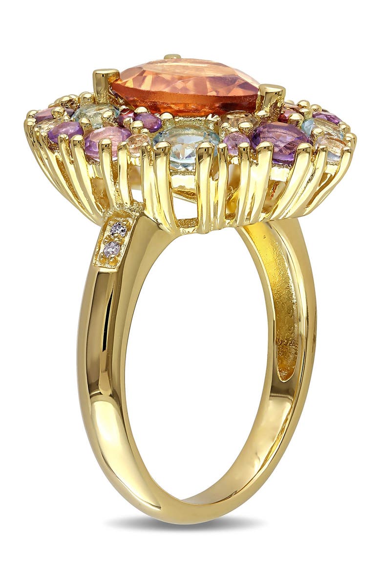 DELMAR Diamond, Madiera, Citrine Amethyst, Rose de France, Blue Topaz, Sky Garnet, & Prasiolite Ring - 0.20 ctw., Alternate, color, Multi