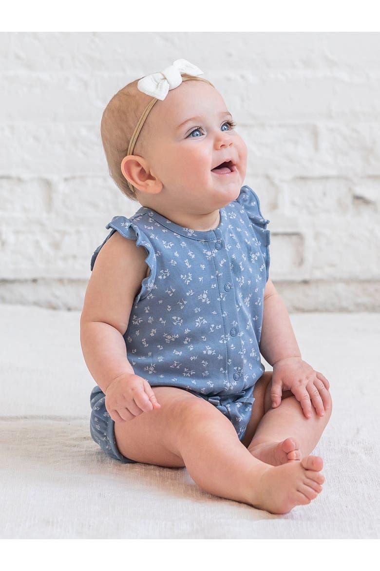 Organic Amelia Romper, Alternate, color, Isla Floral / Sea + Ivory