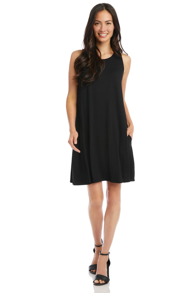 Chloe Sleeveless Stretch Jersey Swing Dress, Alternate, color, BLACK