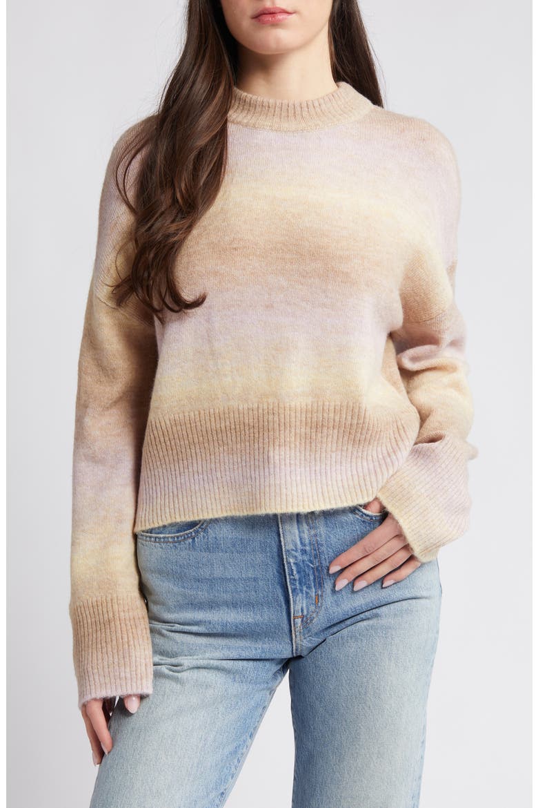 Ombré Mock Neck Sweater, Main, color, SAFARI DETAIL OMBRE