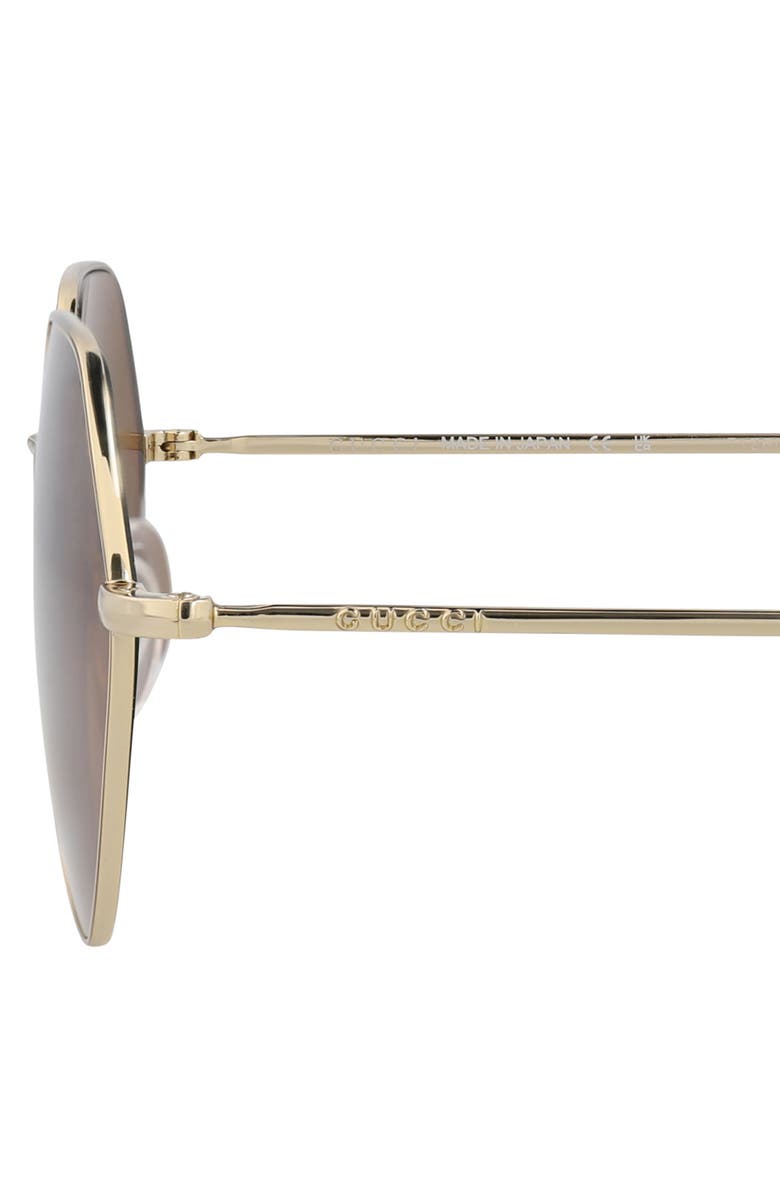 Gucci 55mm Round Sunglasses, Alternate, color, Gold Gold Brown