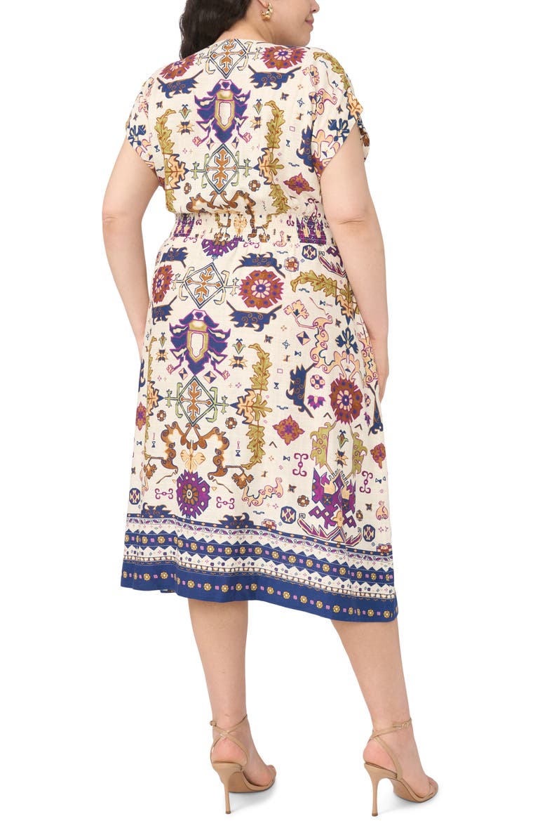 Vince Camuto Printed Belted Midi Dress, Alternate, color, New Ivory