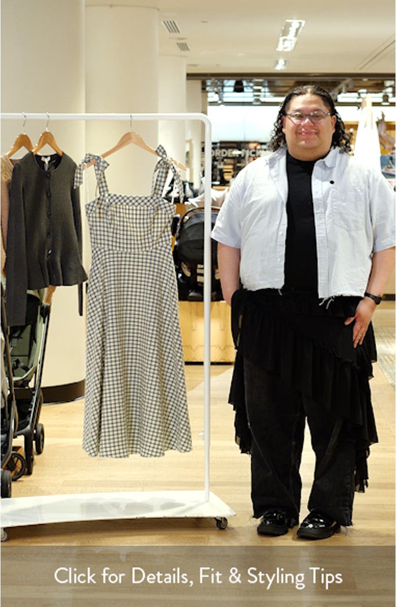 Shay Gingham Tie Shoulder Cotton Midi Dress, sales video thumbnail