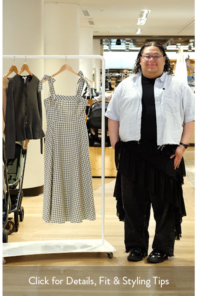Shay Gingham Tie Shoulder Cotton Midi Dress video