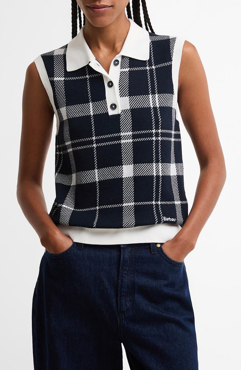 Barbour Allerdale Plaid Sleeveless Polo Sweater, Main, color, Multi Check