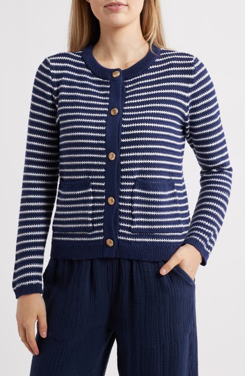 Beachlunchlounge Piera Stripe Cardigan In Blue