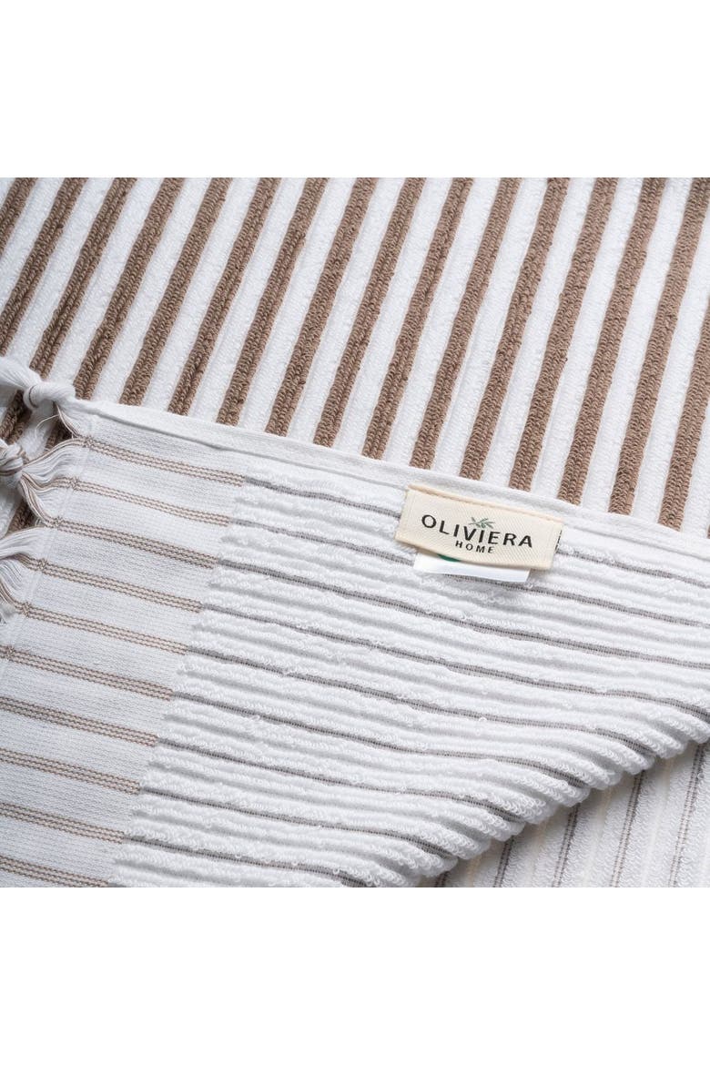 Stripes Turkish Cotton Terry Towel Bundle, Alternate, color, Taupe Brown