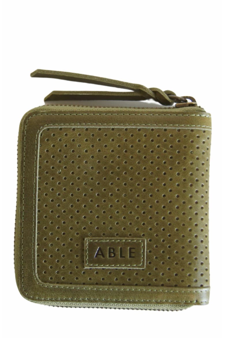 Helina Small Zip Around Wallet, Alternate, color, Perforated Moss