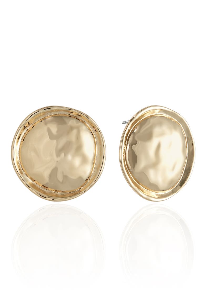 Hammered Circle Stud Earrings, Main, color, GOLD