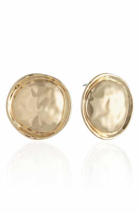 Hammered Circle Stud Earrings
