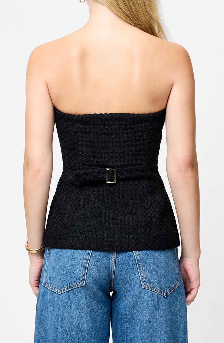 French Connection Structured Tweed Strapless Button Top, Alternate, color, Black