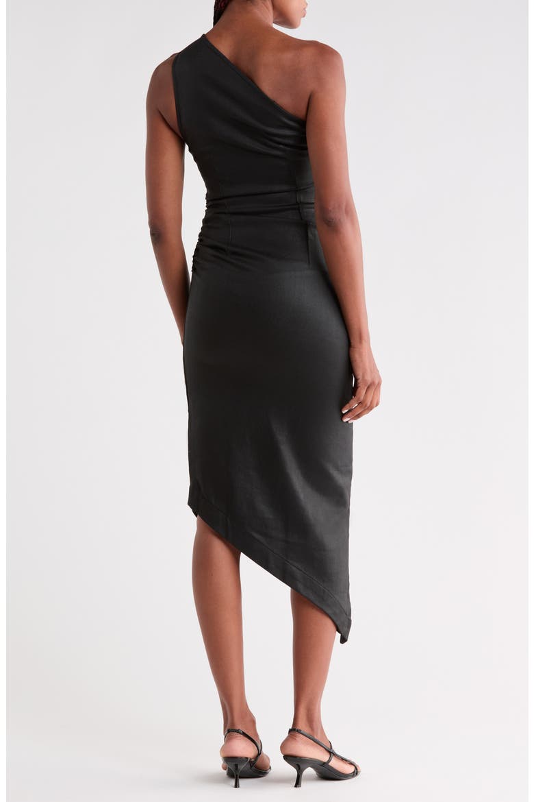 Esme One-Shoulder Coated Dress, Alternate, color, BLACK COATED
