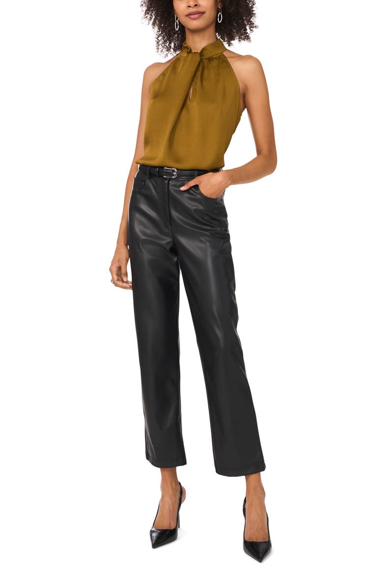 Twist Detail Textured Satin Tank, Alternate, color, BURNT OLIVE