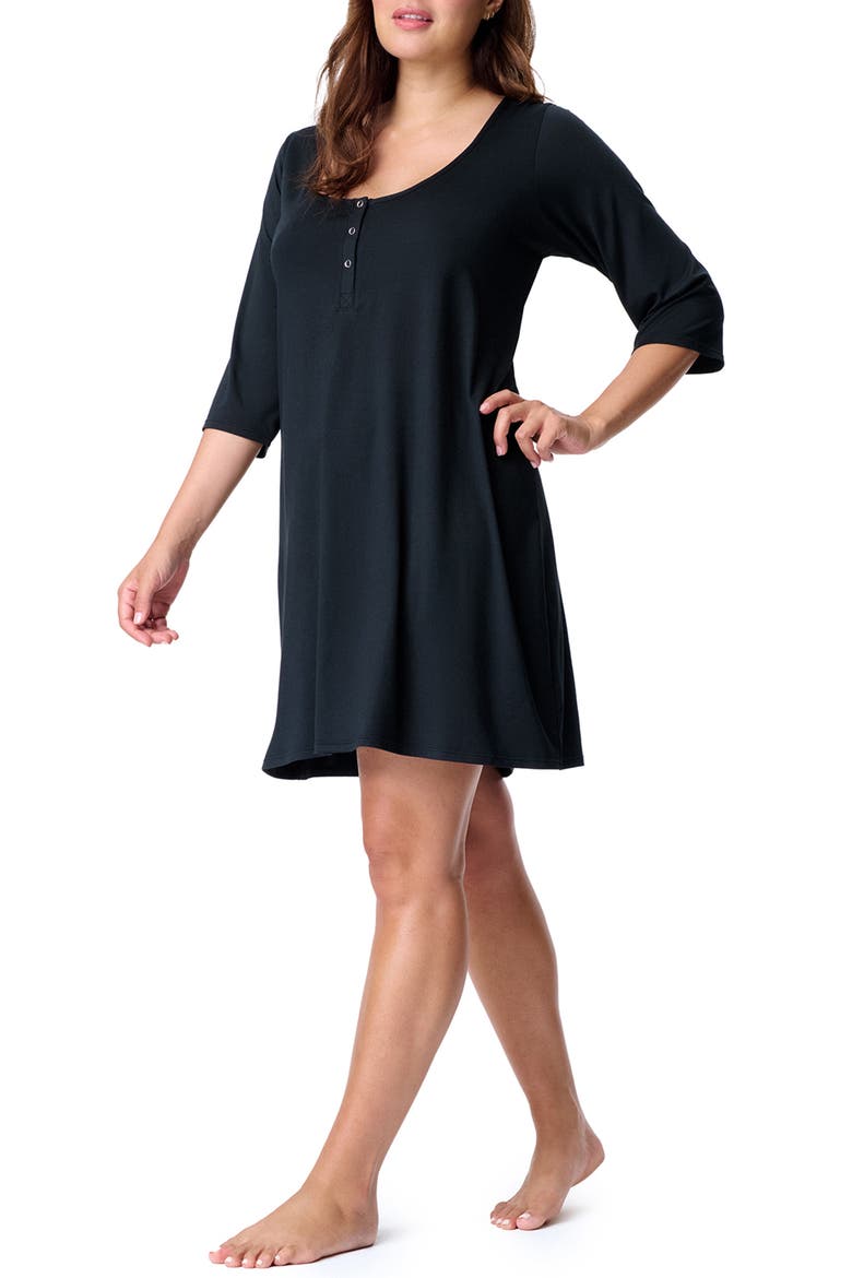 Motherhood Women's Maternity Sleep Henely Nightgown with Nursing Access, Alternate, color, Core Black
