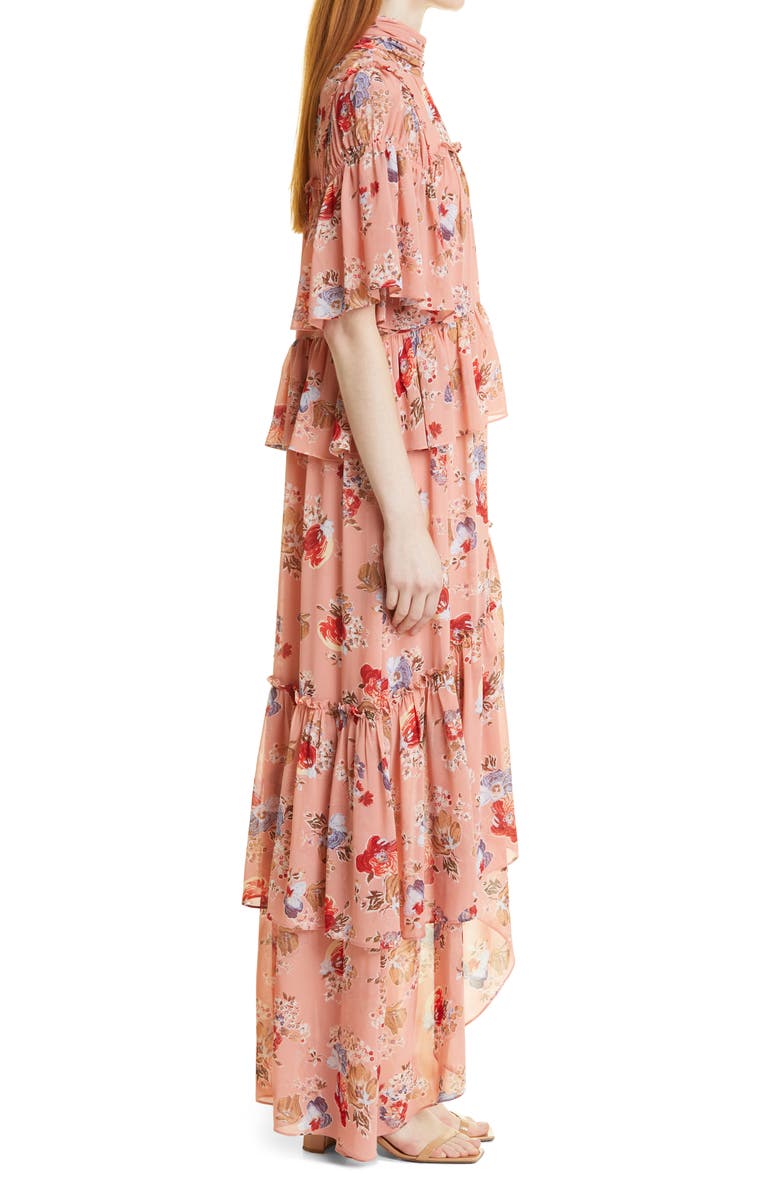 Cinq à Sept Jamie Floral Print High-Low Maxi Dress, Alternate, color, 