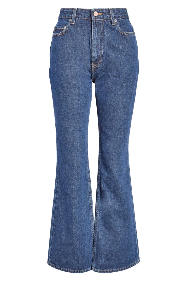 Betzy Organic Cotton Flare Jeans, Alternate, color, DARK BLUE STONE