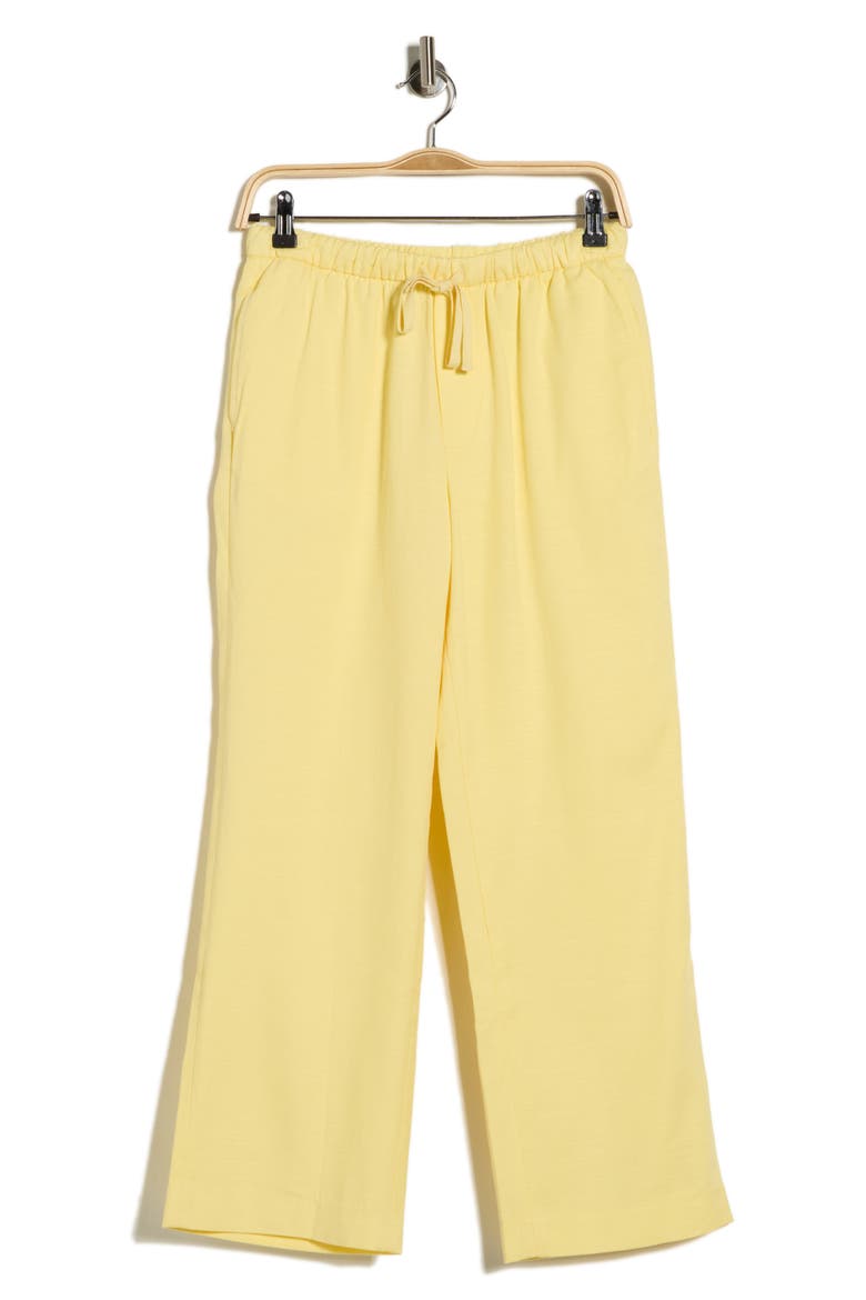 Crop Wide Leg Cotton Blend Pull-On Pants, Alternate, color, PALE YELLOW