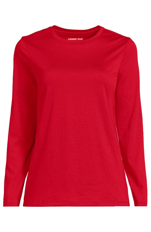 Lands' End Relaxed Supima Cotton Long Sleeve Crew Neck T-shirt In Red