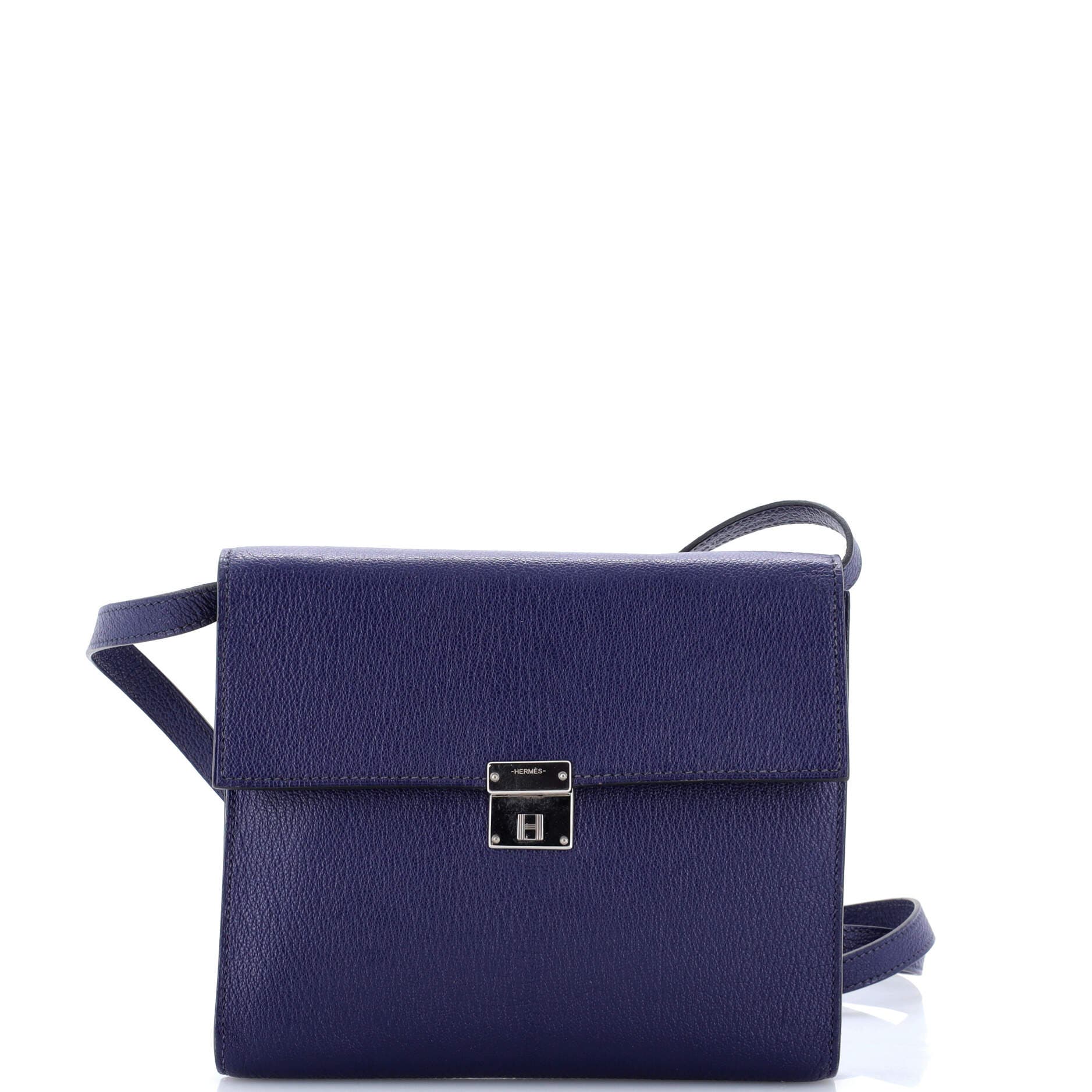 Pre-Owned Hermes Clic Wallet on Strap Chevre Mysore 16, Main, color, Bleu Encre