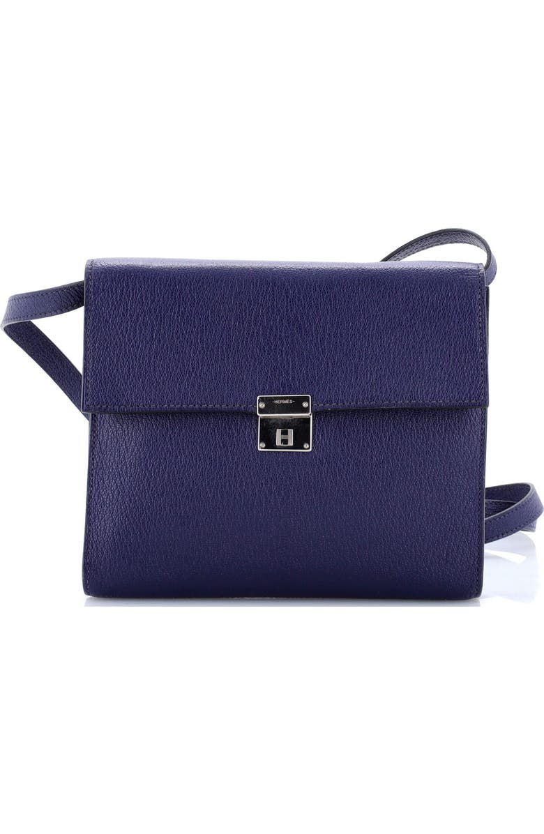 Pre-Owned Hermes Clic Wallet on Strap Chevre Mysore 16, Main, color, Bleu Encre