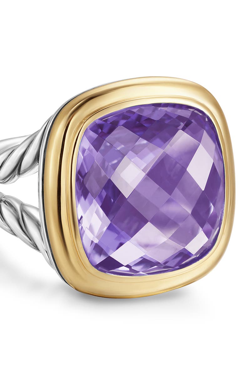 David Yurman Albion<sup>®</sup> Ring in Sterling Silver with 18K Yellow Gold and Amethyst, 15mm, Alternate, color, Amethyst