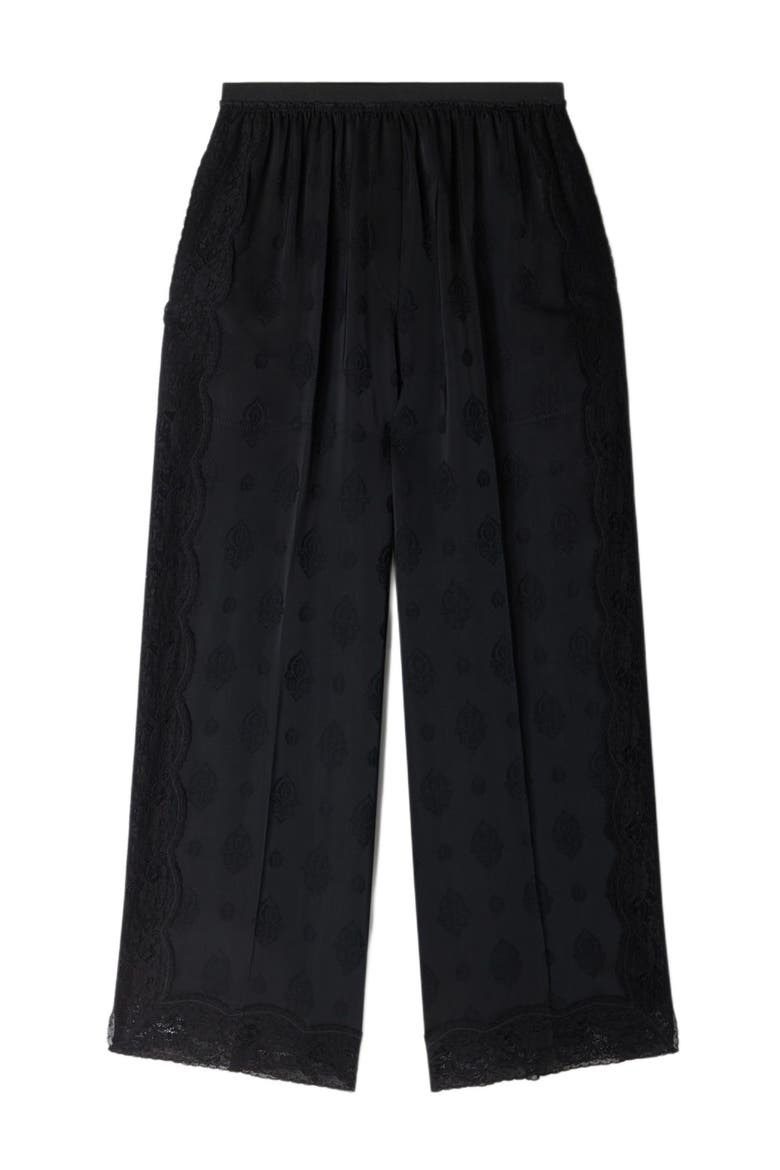 Fluid Paisley jacquard trousers, Alternate, color, Black