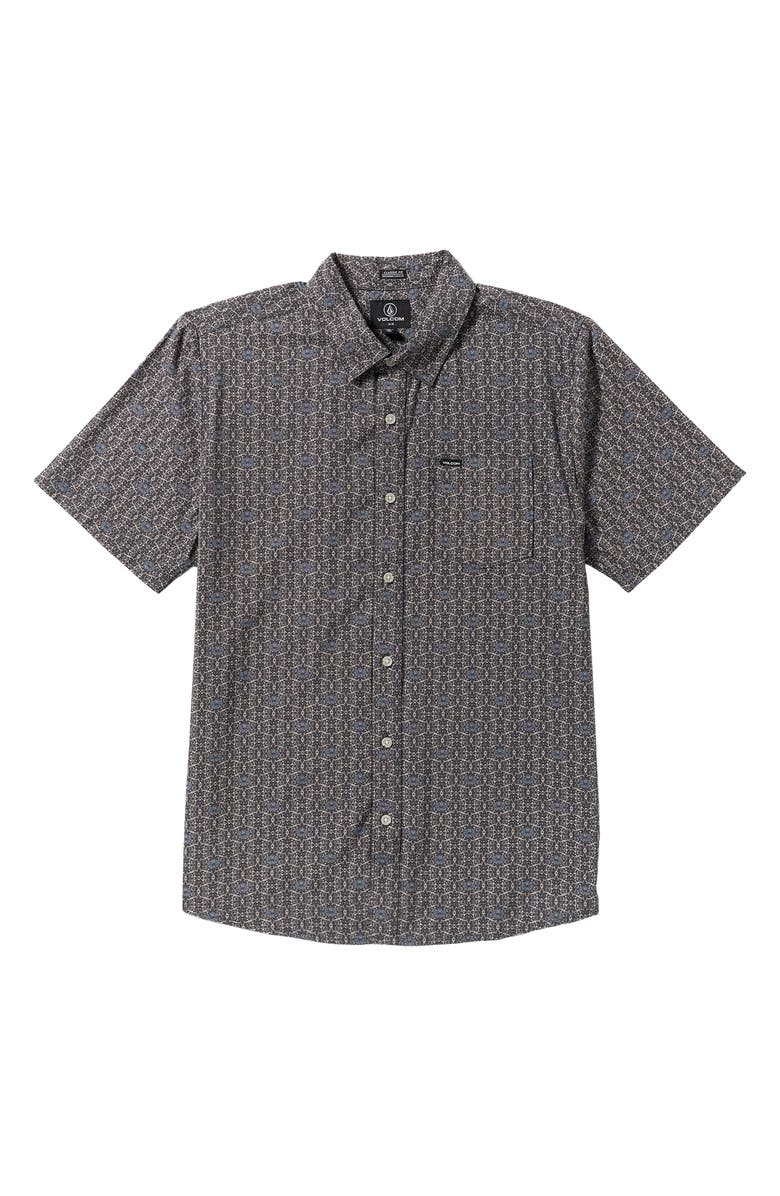 Volcom Scaler Stone Short Sleeve Button-Up Shirt, Main, color, Midnight Blue