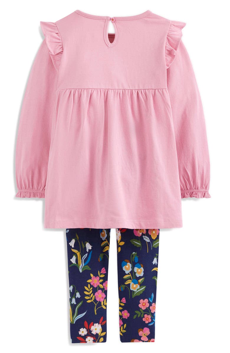 Mini Boden Kids' Floral Embroidered Tunic & Leggings Set, Alternate, color, Formica Pink