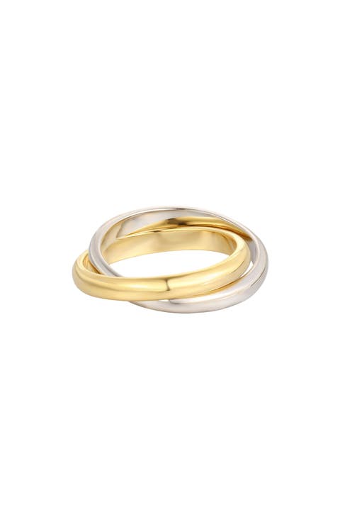 Set of 4 Mixed Metal Wavy Stackable Rings