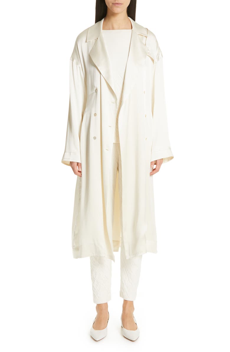 Mansur Gavriel Silk Satin Trench Coat, Main, color, 