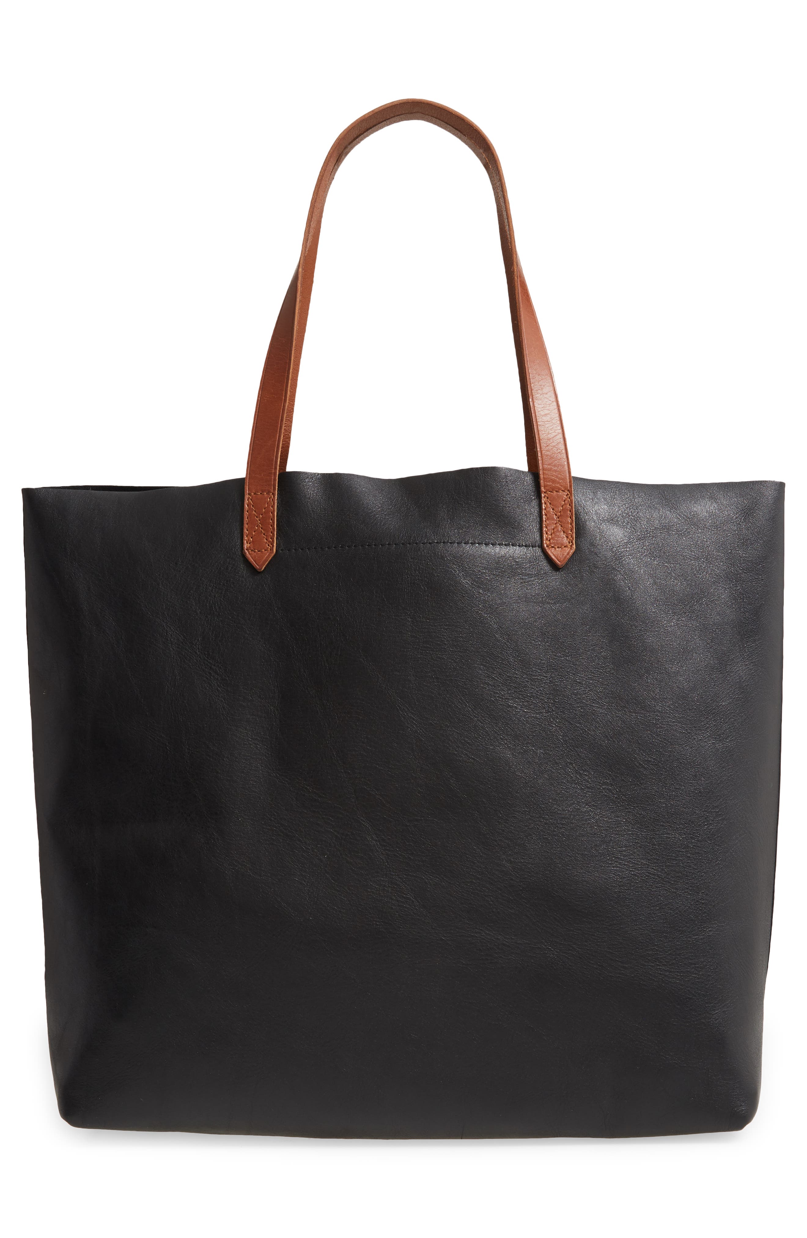 The Transport Leather Tote, Alternate, color, TRUE BLACK W/ BROWN