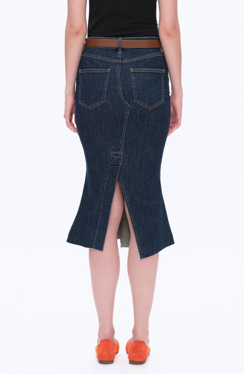 Bayeas Erin Raw Fishtail Hem Denim Skirt In Blue