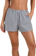 L'AGENCE Amiya Voyage Stripe Cotton Poplin Cover-Up Shorts