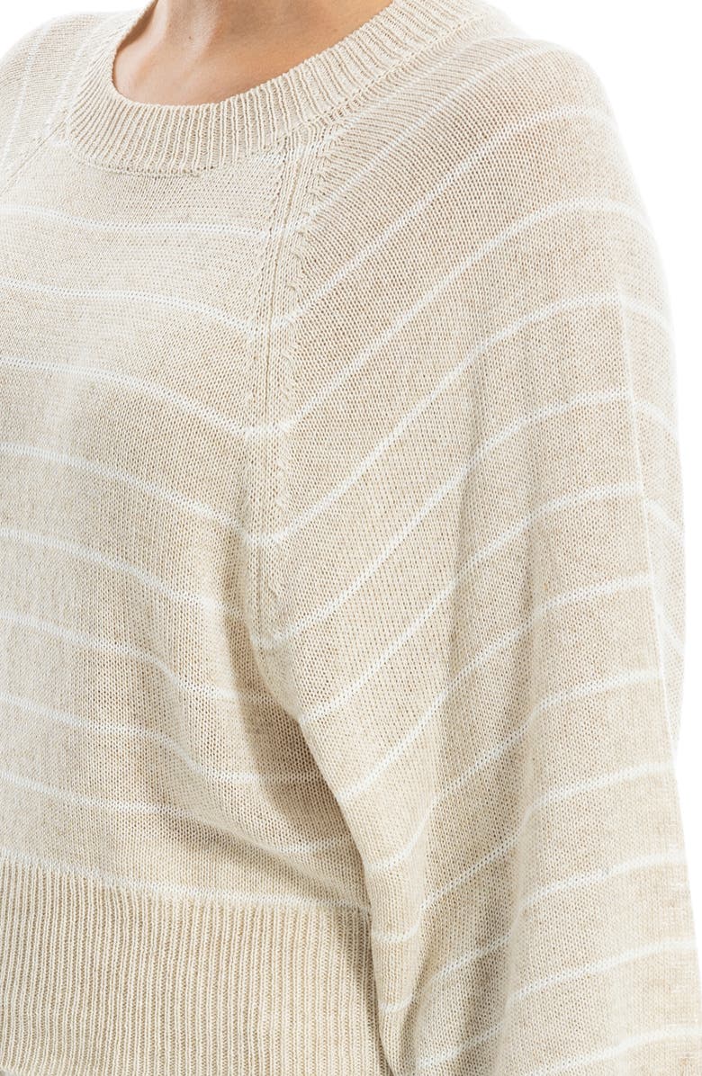 MAX STUDIO Stripe Raglan Sleeve Sweater, Alternate, color, Oyster/ Ivory Stripe