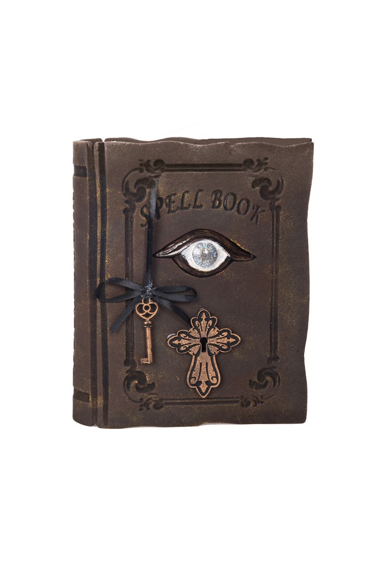 Decorative LED Witch's Spell Book Halloween Figurine, Alternate, color, Brown