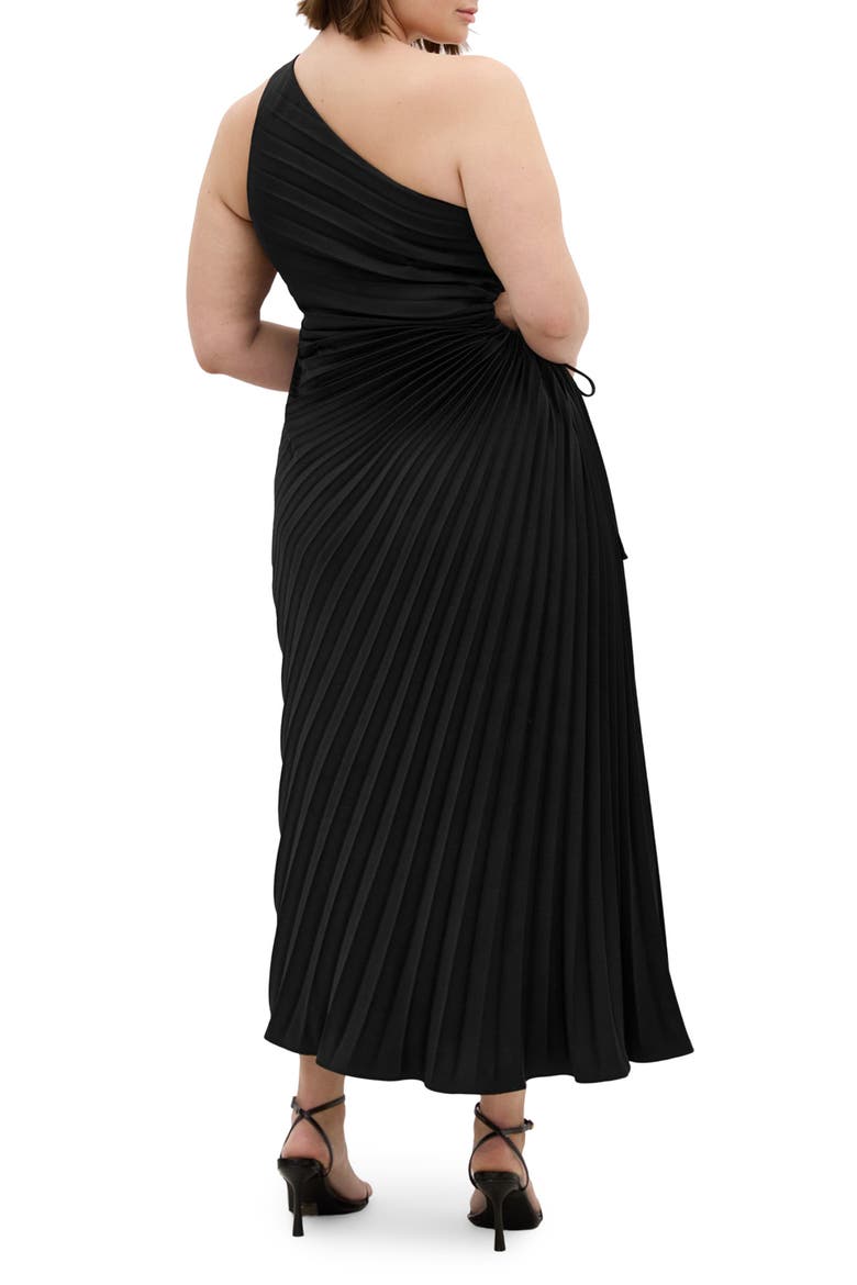 Aliza One-Shoulder Dress, Alternate, color, BLACK