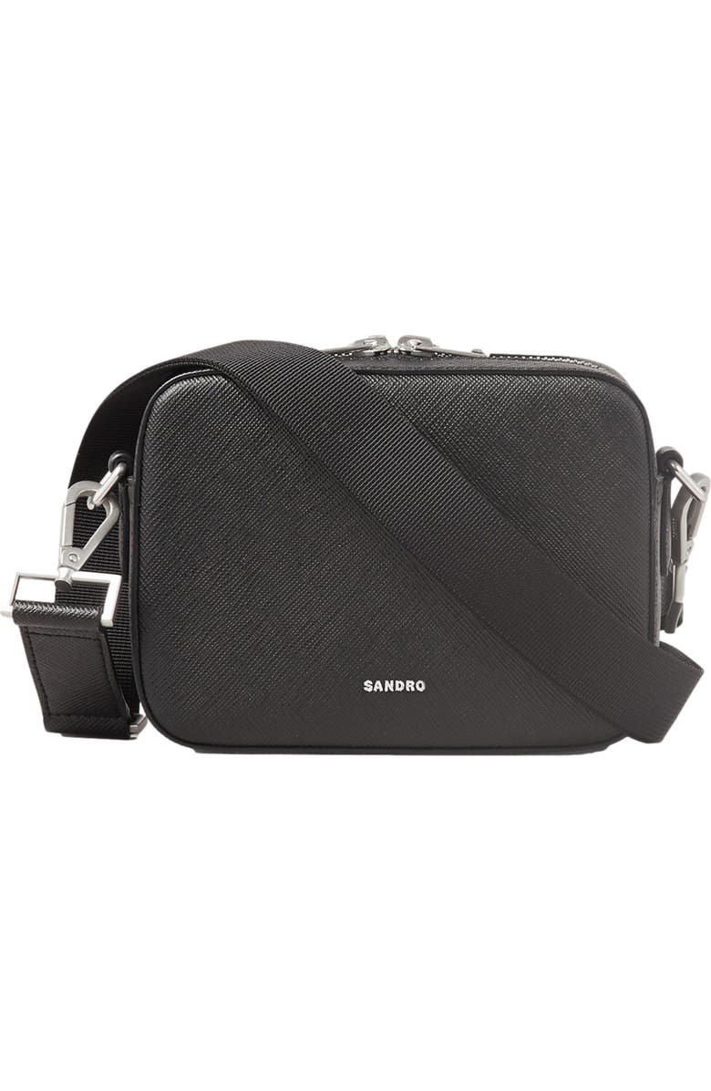 SANDRO Small reconstituted leather bag, Main, color, Black