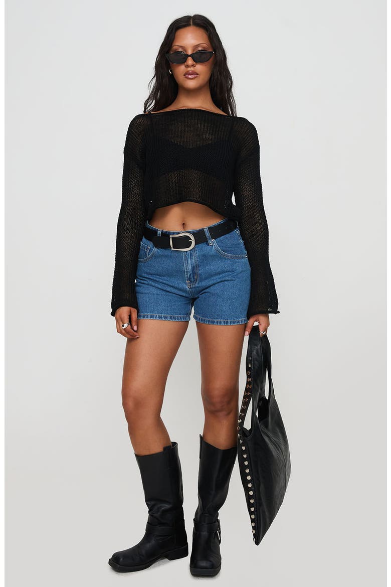 Saldana Denim Shorts, Alternate, color, MID BLUE DENIM