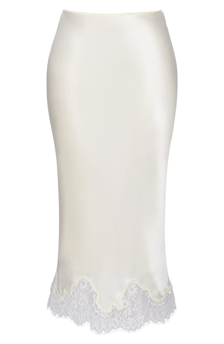 HOUSE OF CB Ciara Satin & Lace Midi Skirt, Alternate, color, Vintage Cream