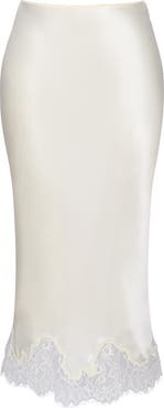 HOUSE OF CB Ciara Satin & Lace Midi Skirt