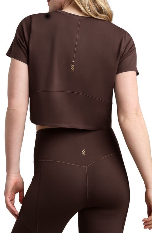 Rhone Serene Crop Performance T-shirt In Coffee Brown