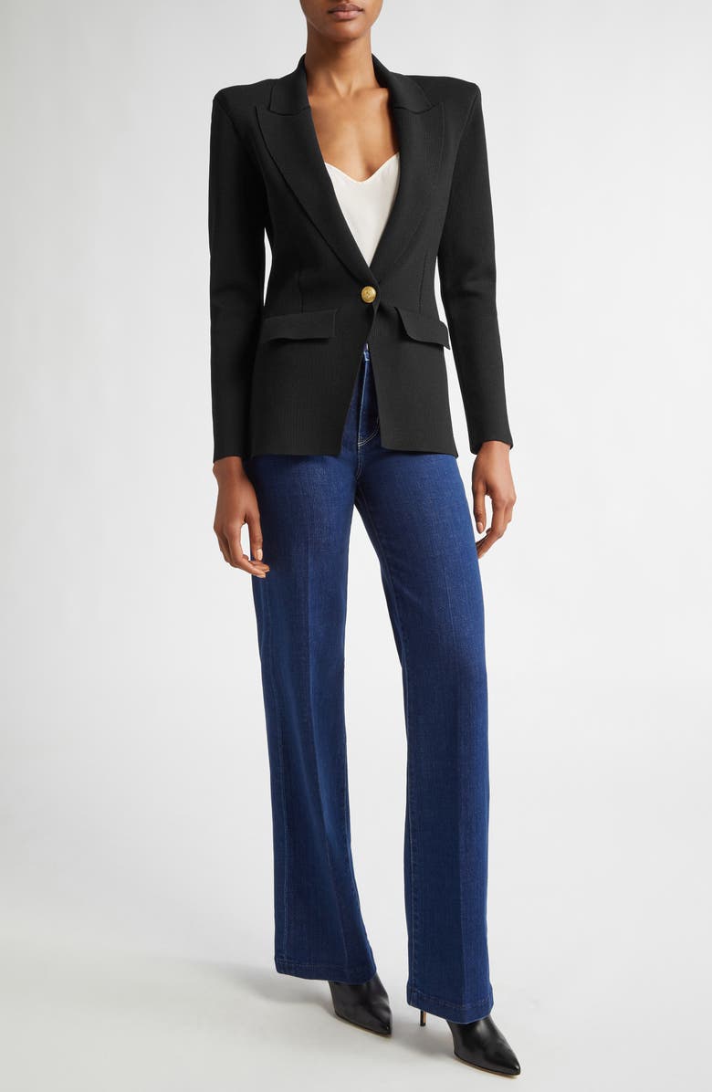 L'AGENCE Chamberlain Knit Blazer, Alternate, color, Black/ Gold